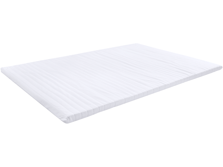 Wit matras of topmatras met een geribbelde textuur, diagonaal geplaatst.