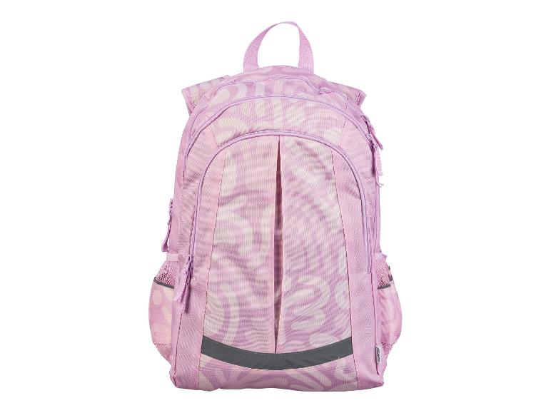 Roze rugzak met print, perfect voor school.