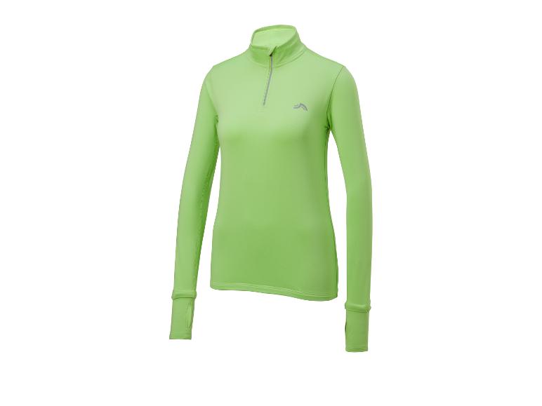 Lichtgroen sportshirt met lange mouwen en korte rits.