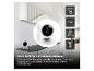Slimme wifi-binnencamera met 2K QHD-resolutie, IP20 en bewegingssensor, afmetingen 87x71 mm.