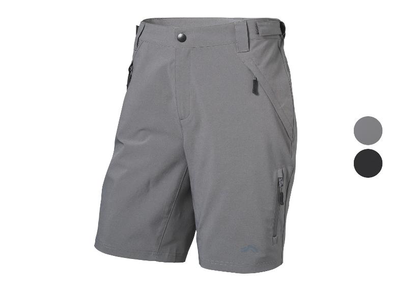 Grijze outdoor shorts voor heren met ritszakken, verkrijgbaar in twee kleuren.