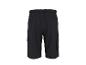 Zwarte cargoshorts met elastische tailleband en zijzakken, achteraanzicht.
