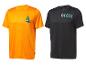 Twee Crivit T-shirts voor heren, een oranje met een 'bike' logo en een zwarte met groene accenten.
