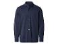 Donkerblauw herenoverhemd met lange mouwen en knoopsluiting.