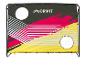 Voetbaldoek met schietgaten, zwart, rood en geel design.