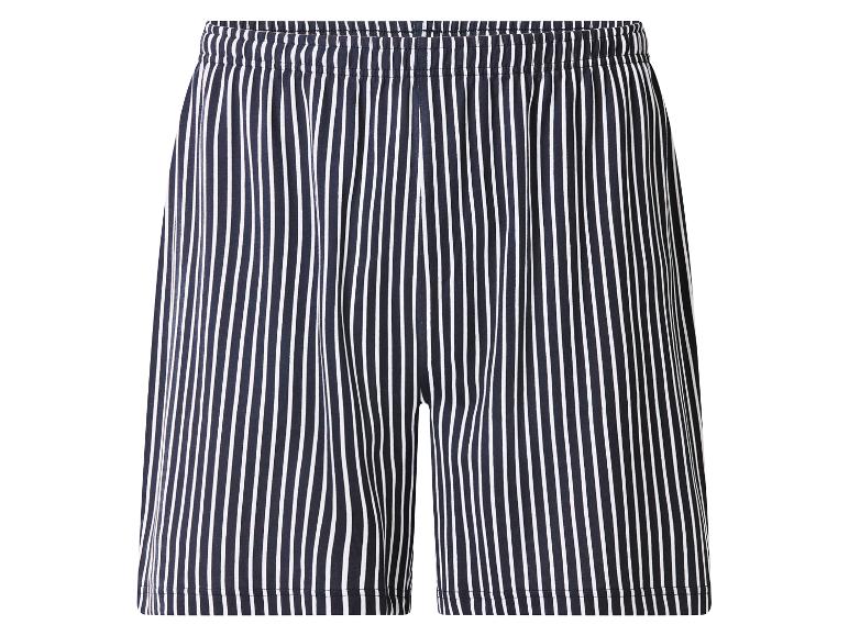 Heren short met zwart-witte strepen en elastische tailleband.