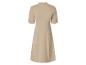 Beige midi-jurk met korte mouwen en opstaande kraag, achteraanzicht.