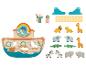 Houten speelgoedset Noach's Ark met boot, figuren en dierenparen
