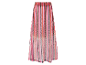 Lange roze en oranje gestreepte rok.