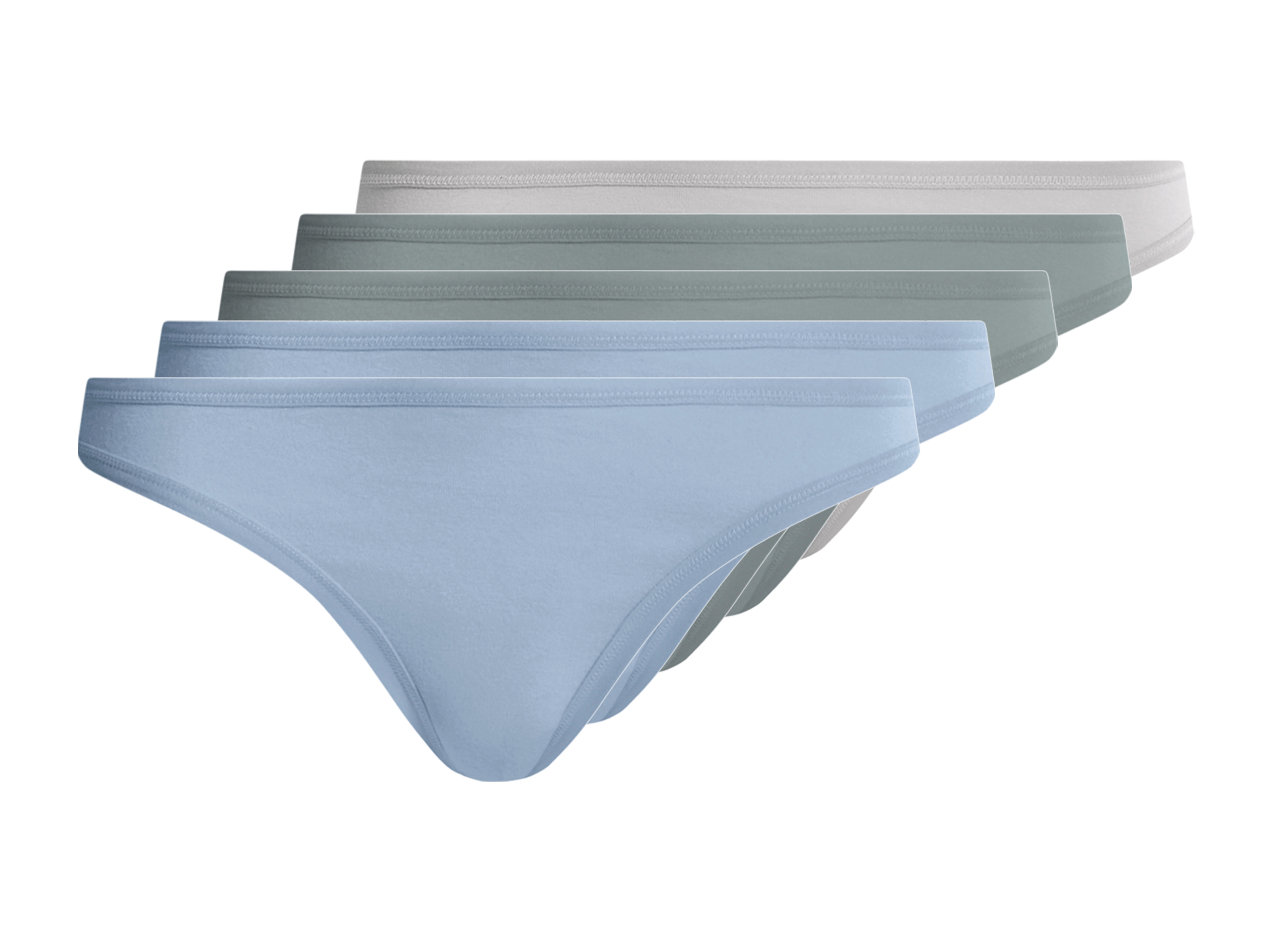 ESMARA Set van 5 dames strings (groen/blauw/grijs, L (44/46))