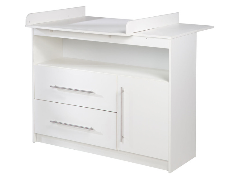 Witte commode met commodelade en opklapbaar commodeblad