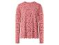 Roze shirt met lange mouwen en zwarte hartenprint.