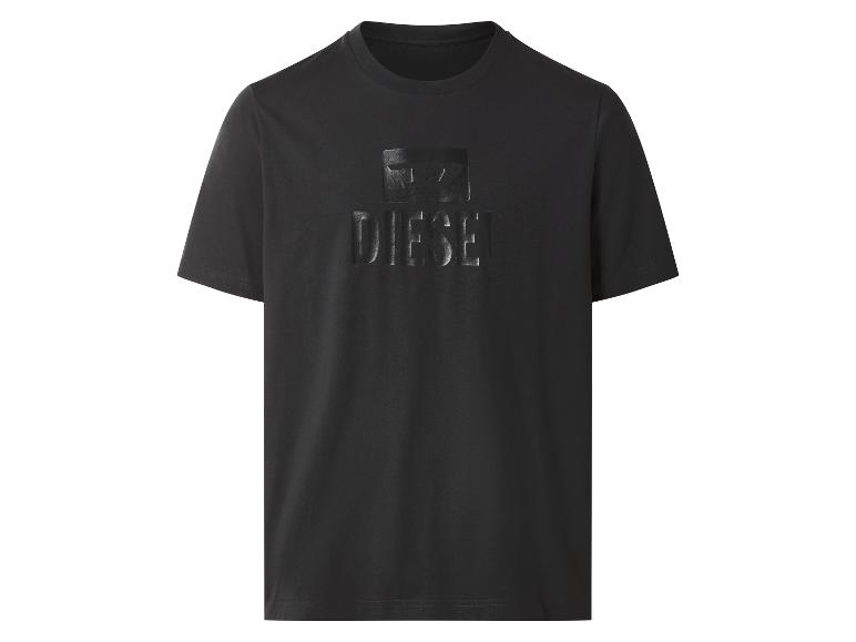 Zwart T-shirt met reliëflogo op de voorkant