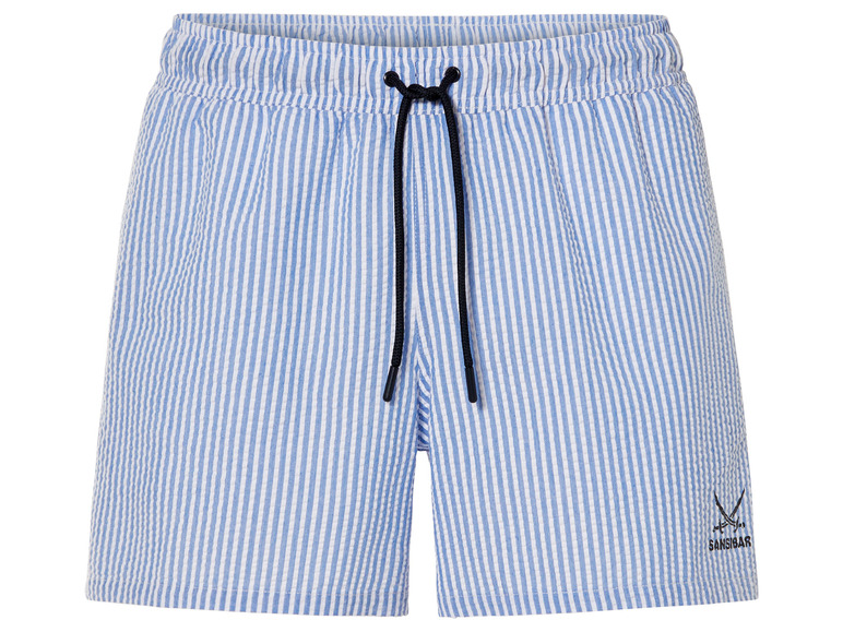 Blauwe gestreepte zwembroek van Sansisbar.