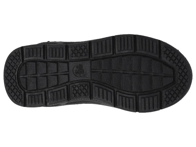 Zwarte schoenzool met profiel en maatdetails.