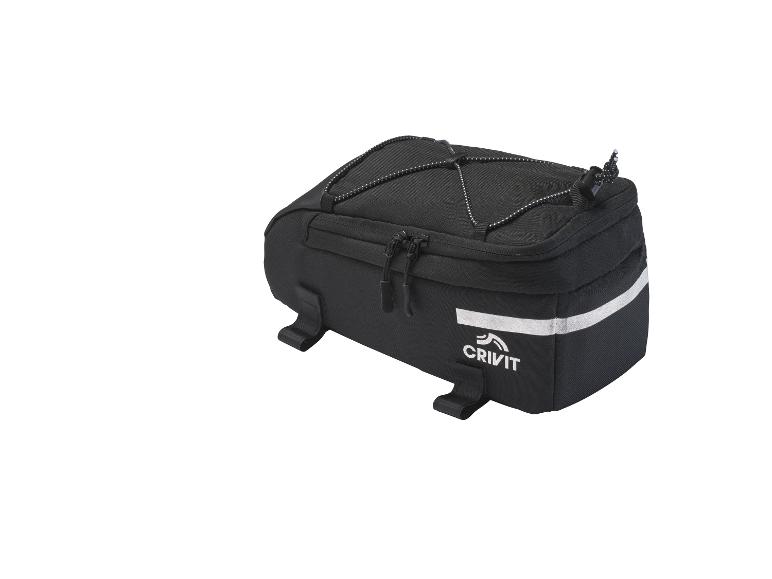 Zwarte Crivit fietstas met elastisch koord en reflecterende strepen