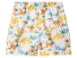 Witte zwemshort met een kleurrijke dinosaurus- en palmbomenprint.