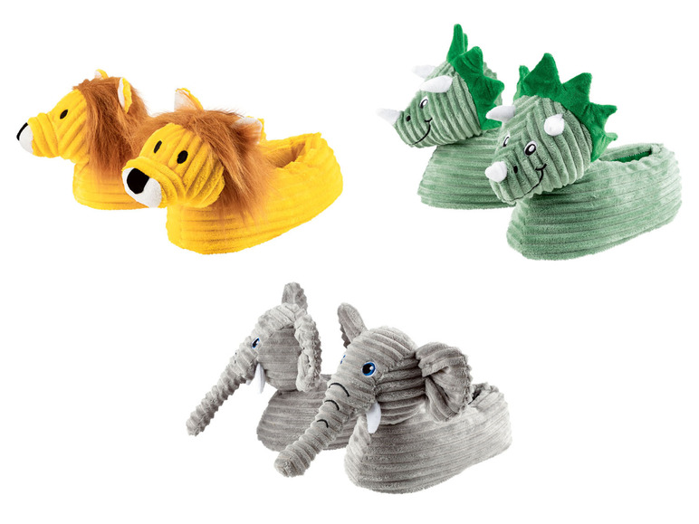 Gele leeuwen, groene dino's en grijze olifanten pantoffels.