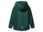 Groen softshell jack voor kinderen met capuchon.