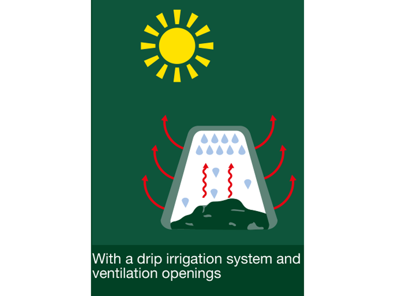 PARKSIDE® compostbak met druppelirrigatiesysteem en ventilatieopeningen onder de zon.