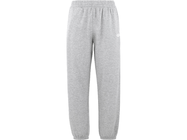 Lichtgrijze fleece joggingbroek met elastische tailleband en boorden.