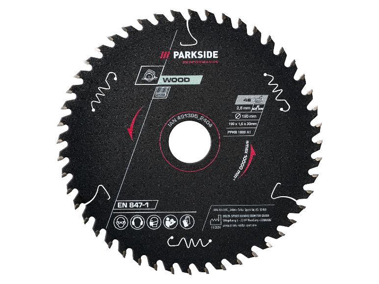 Een cirkelzaagblad van Parkside voor hout, met een diameter van 190 mm.