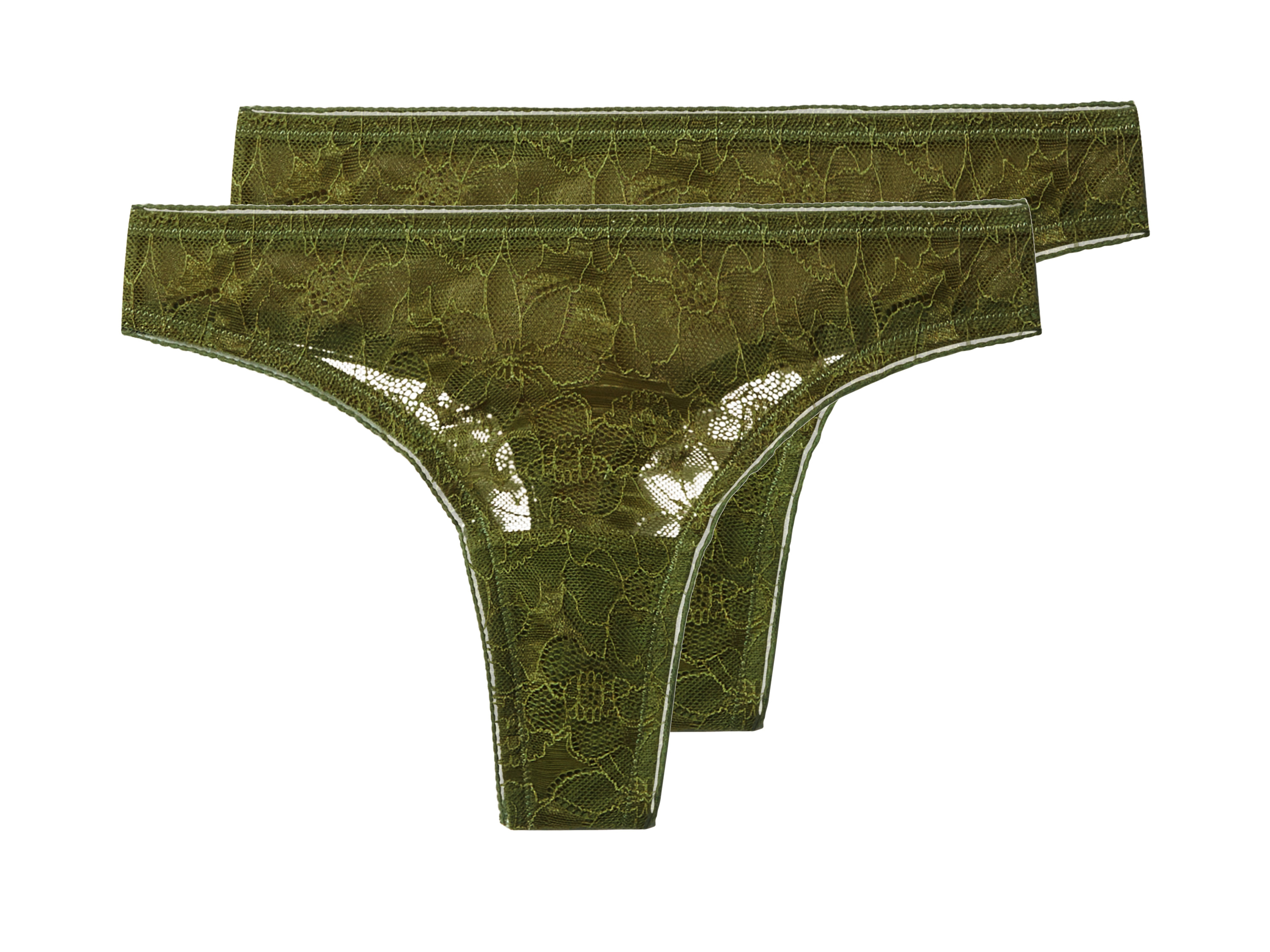 esmara Set van 2 dames strings (Olijfgroen, S (36/38)) afbeelding