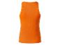 Een oranje geribbeld tanktop zonder mouwen.