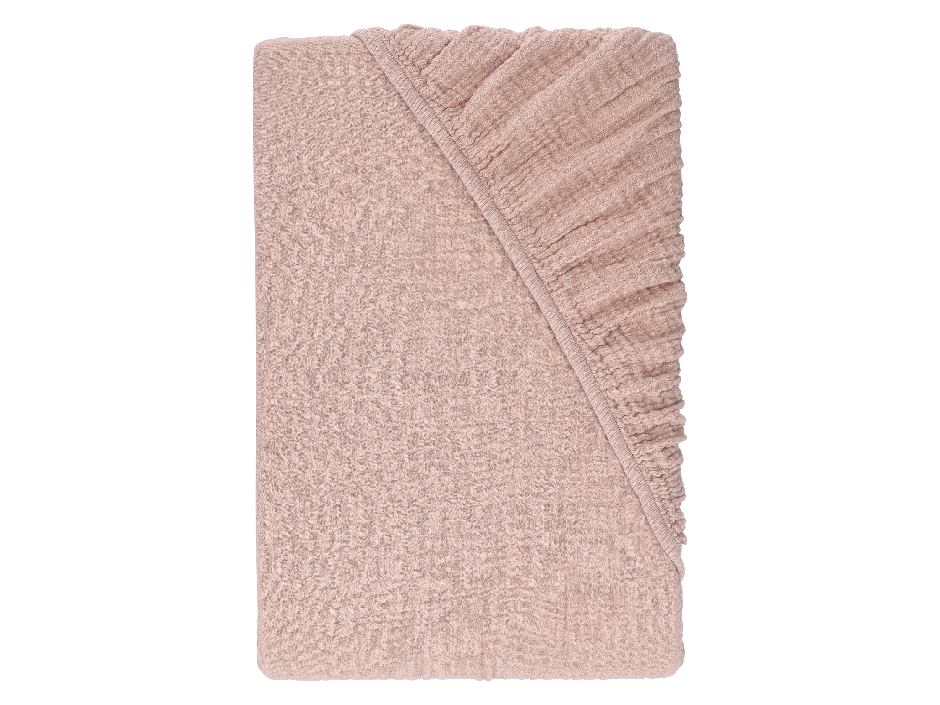 LIVARNO Mousseline hoeslaken 90-100 x 200 cm (Lichtroze)
