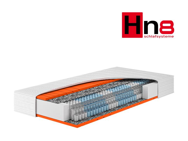 Hn8 pocketveringmatras met comfortlagen en oranje basis.