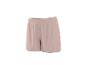 Lichtroze dames shorts met elastische tailleband en gegolfde zoom.