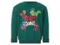 Groene kinderhoodie met superheldenprint en de tekst 'TEAM GOALS'.