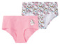 Twee Hello Kitty onderbroeken, een roze met print en een met Hello Kitty in een hartje.