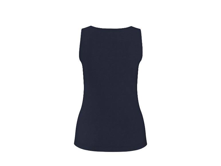 Donkerblauwe mouwloze damestop, achterkant