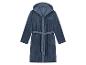 L.O.O.K.S. badjas van donkerblauwe badstof met capuchon.