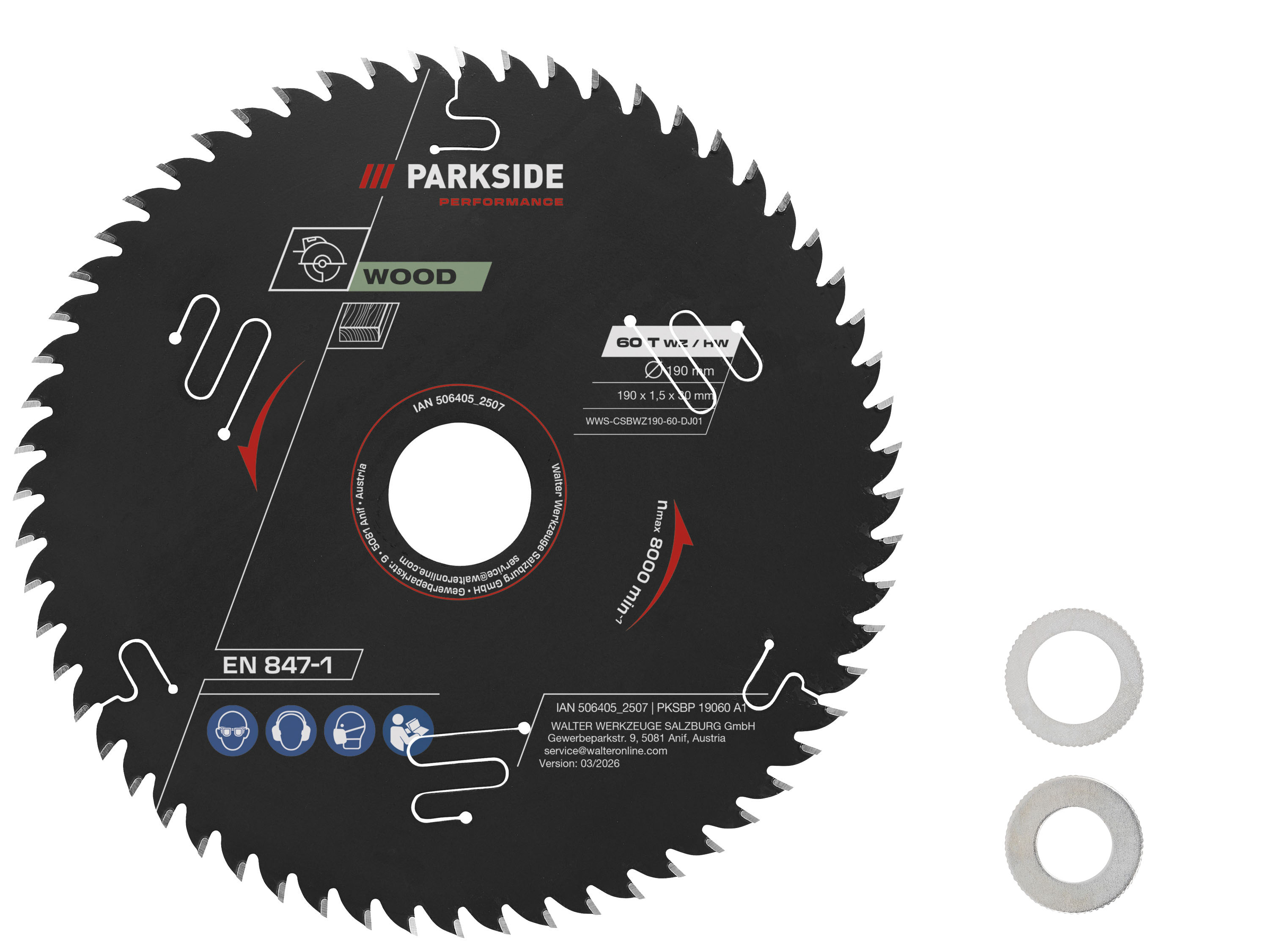 PARKSIDE PERFORMANCE Cirkelzaagblad 190 mm (60 tanden)