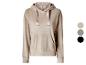 Beige velours hoodie met satijnen trekkoord en voorzak, met kleuropties.