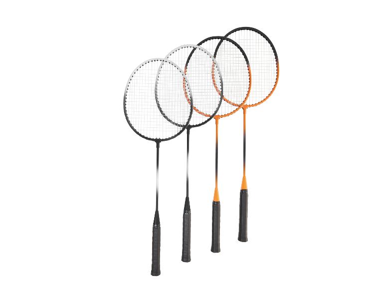 Badmintonrackets: twee zwarte en één oranje.