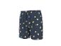 Marineblauwe pyjamashorts met geel citroenpatroon.