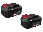 Twee PARKSIDE® 20V 4Ah accu's, zwart met rode en groene accenten.