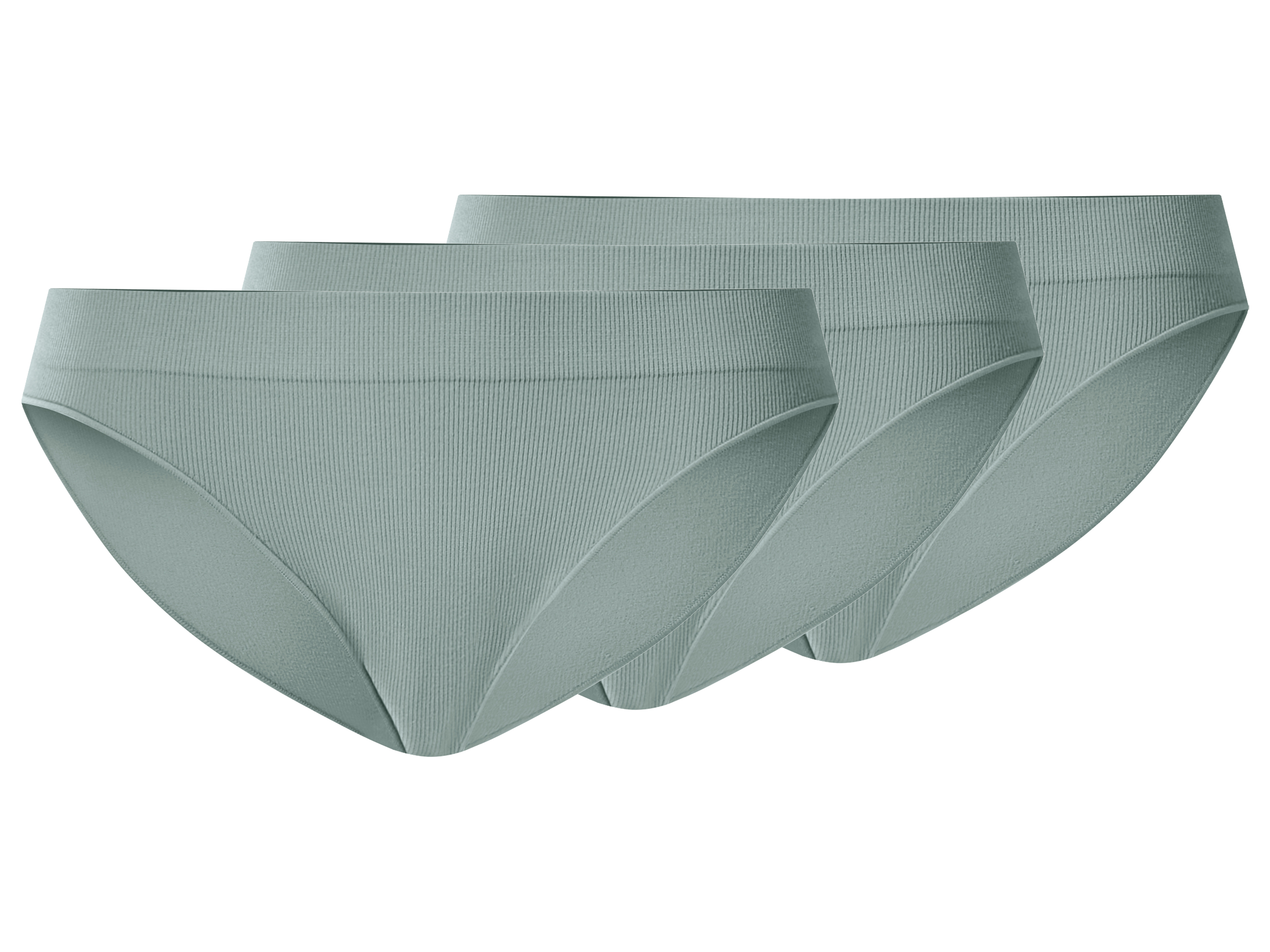 esmara Dames Geribbelde Slips, 3 stuks (Groen, S (36/38))