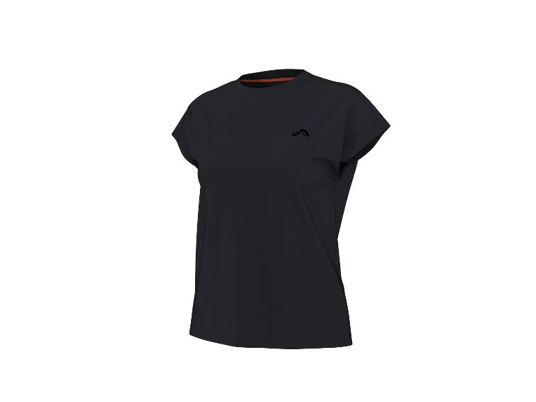 Zwart sport-T-shirt met korte mouwen en een klein logo op de borst.