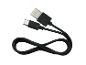 Zwarte USB-A naar USB-C oplaadkabel opgerold in een achtvorm.