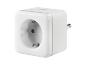 Wit slim stopcontact met Schuko-type aansluiting en aan/uit-knop.
