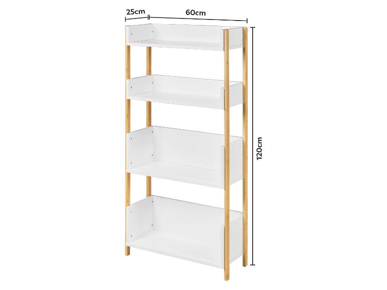 Witte boekenplank met bamboe frame, 120x60x25cm