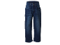 Donkerblauwe kinderjeans met rechte pijpen en klassiek ontwerp.