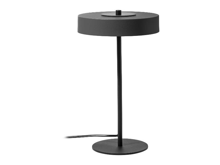 Zwarte tafellamp met ronde voet en kap
