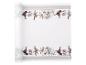 Rol witte tafelkleed met fazanten en bloemenprint.
