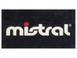 Het logo van Mistral met een rode stip.