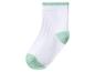 Witte sok met lichtgroene hiel, teen en boord.